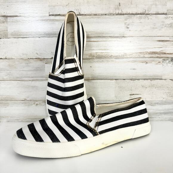 Jack Rogers Women's Slip On Shoe Black White Striped Size 8.5 - Picture 1 of 5